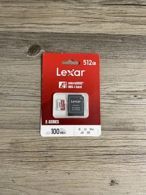 Lexar E-Series 512GB MicroSDXC UHS-I Flash Memory Card with Adapter, 100MB/s - Image 1 of 2
