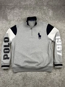 Polo Ralph Lauren grau Half Zip Polo 1967 Big Pony Sweatshirt Herren Large " - Bild 1 von 12