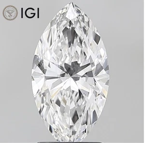 IGI Certified Lab Grown CVD Diamond MARQUISE Cut 1.14 Ct E Color VS1 Clarity - Picture 1 of 12
