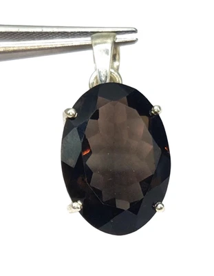 925 Silber Natürlich Rauchige Topas Anhänger 4.590 Gramm Schöne Damen Anhänger - Bild 1 von 4