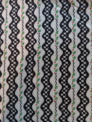 BTHY Mary Engelbreit Fabric Isn't Christmas Jolly Black White Check Holly Stripe - Image 1 of 4