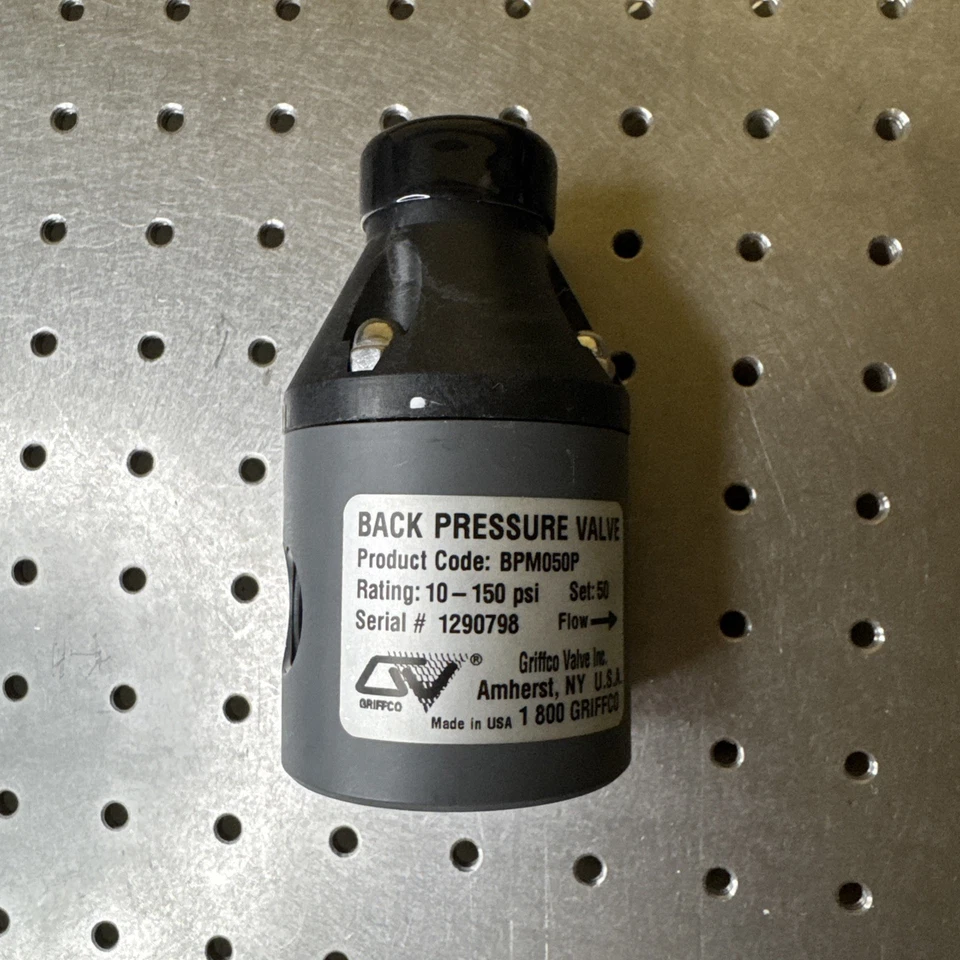 Griffco, BPM050-P, Back Pressure Valve, 10-150 PSI, 1/2" NPT