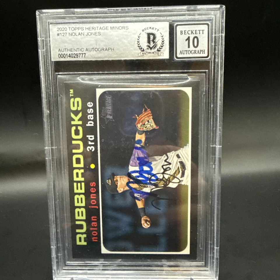 Nolan Jones Signed 2020 Topps Heritage Minors BAS AUTH 10 Auto! Guardians! - Image 1 of 1