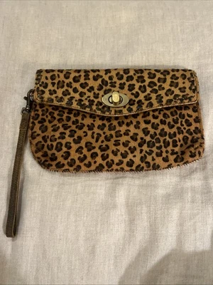 Faux Fur Leopard Turnlock Handheld Wristlet - Image 1 of 4