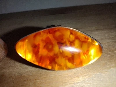 2 Manschettenknöpfe Silber 835 Fischland Schmuck Vintage Bernstein Punze Fisch - Bild 1 von 4