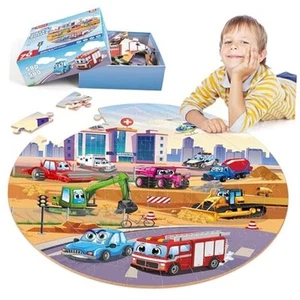 Floor Puzzle for Kids Ages 3-5, Large 70 Piece Puzzle for Kids Ages 4 Vehicle - Picture 1 of 7