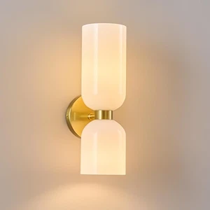 2-Light Milk Glass Sconce Indoor Gold Wall Sconces Wall Lighting Bathroom Van... - Picture 1 of 7