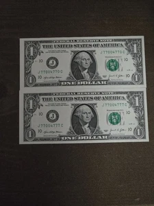 2021 $1 fancy serial numbers bookends J77004477C J77004777C UNC - Picture 1 of 2