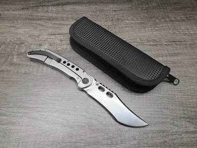 Cuchillo de bloqueo de marco plegable de titanio Jeabrother con acero 14C28N calidad premium Foto 1 de 4