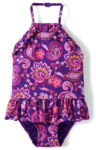 Gymboree 6 Girls Swim Splish Splash Purple Paisley Swimsuit NWT Bathingsuit - Picture 1 of 3