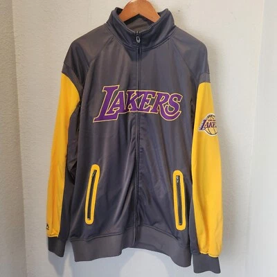Majestic Los Angeles Lakers Warm-up Jacket Grey/Gold Size XLT Tall - Image 1 of 4