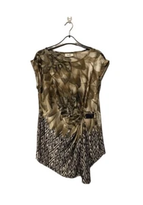 Wallis Size M Petite Sleeveless Top Asymmetrical Brown Gathered Buckle Stretch - Picture 1 of 6