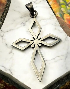 Sterling Silver Openwork Cross Pendant 925 Mexico 110 Religious Faith - Picture 1 of 7