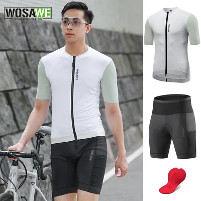 WOSAWE Cycling Clothing Mens Short Sleeve Shirt & Shorts Sweat Wicking Stretchy - Image 1 of 4
