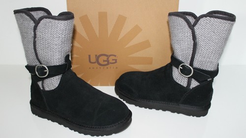 Stivali corti UGG Australia 1005391 BK 5 Nyla donna lana scamosciata pelle di pecora neri 5