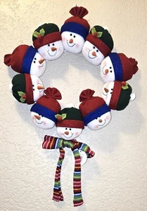 Brite Christmas Felt Snowman Head Wreath Plush Noel Door Wall Decor 14" NEW - Picture 1 of 6