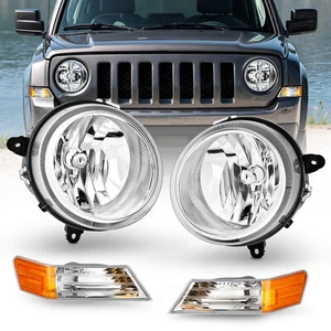 Faros halógenos cromados para Jeep Patriot 2007-2017 con conjunto de luces de esquina - Imagen 1 de 14