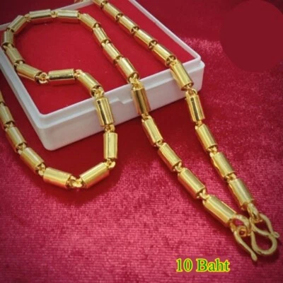 Collar de oro tailandés sólido de 24 k colgante de cadena amarilla peso 10 baht joyería 20 pulgadas Foto 1 de 4