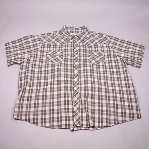 Wrangler Rancher Button Up Shirt 3XL Green Plaid Pearl Snap Western Mens - Picture 1 of 9