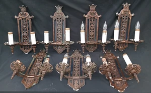 1920's Antique set 7 Matching Bronze Spanish Revival Large Oscar Bach era - Picture 1 of 19