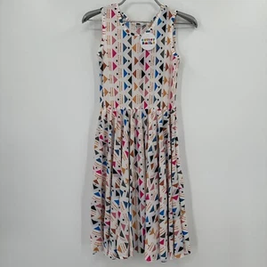 Dot Dot Smile Girl's Sleeveless Tank Dress sz 12/14 White/Aztec/Geo Print NWT - Picture 1 of 5