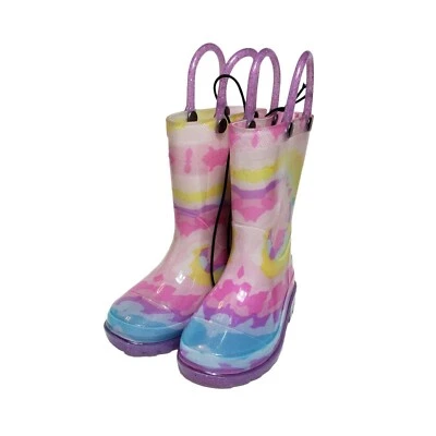 Девочки Western Chief галстук краситель Swirl блестящий освещенный дождя ботинки, T24126130P, size7 - Изображение 1 из 4