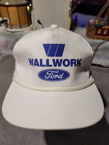 Vintage Wallwork Ford Cap Hat Snapback White Fargo ND - Picture 1 of 7