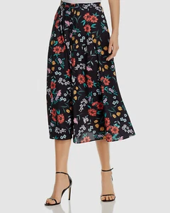 $280 Yumi Kim Women's Black Trinity Floral Print Relaxed-Fit Midi Skirt Size M - Picture 1 of 2