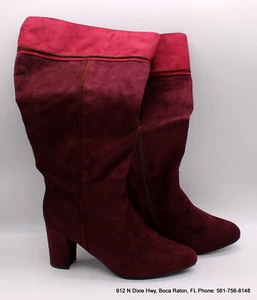 Cloudwalkers By Avenue US Size 8.5W Sofie Maroon Knee High Booties Women's Heels - Picture 1 of 11