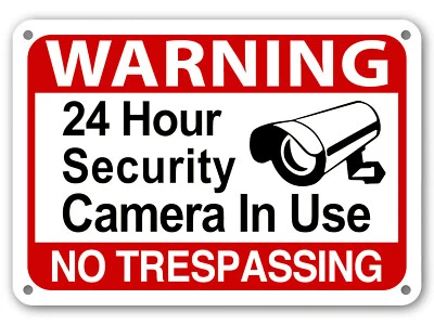 Warning 24 Hour Surveillance Signs Home Security Signs No Trespassing cctv sign