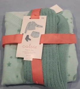 Colsie Pajamas Womens XS Mint Green 3 Pc Set Socks Shorts & Long Sleeve PJ Soft - Picture 1 of 3