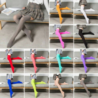 Damen Mädchen Lange Socken Über Kniehoch Strümpfe Strumpfhose Strumpfband / - Bild 1 von 4