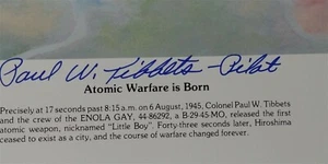 Paul Tibbets-Enola Gay Pilot--litografía firmada. Hiroshima. Japón Segunda Guerra Mundial - Imagen 1 de 2