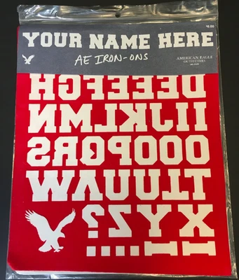 AE Iron Ons White Letters American Eagle Outfitters Permanent Name Patches New - Image 1 of 4