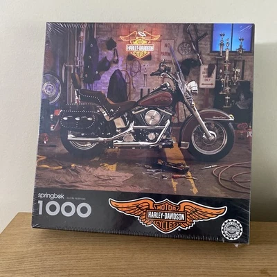 1996 Springbok 1000 Pc Puzzle HARLEY DAVIDSON MOTORCYCLE GARAGE PZL  6182 SEALED - Image 1 of 4