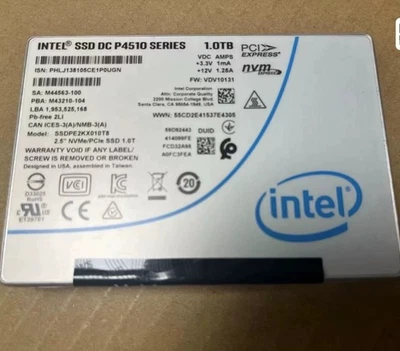 1TB Intel SSD P4510 Series DC U.2 SSDPE2KX010T8 VDV10131 2.5" NVMe/PCle sSD 1.0T - Bild 1 von 4