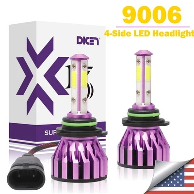 2Pcs 9006 HB4 Car LED Lamp Headlight Kit Hi or Lo Beam 4Side Bulb 1400W 168000LM - Image 1 of 4