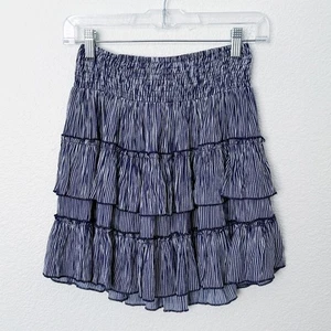 Rachel Parcell Size XL Smocked Blue Striped Ruffle Tiered Mini Skirt NWT Summer - Picture 1 of 9