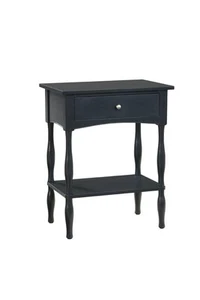 Cottage End Table Drawer and One Shelf Charcoal Gray Furniture - Picture 1 of 4