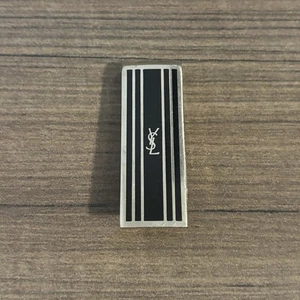 Vintage Yves Saint Laurent YSL Geldklammer goldfarben gestreift schwarz klassisch - Bild 1 von 16