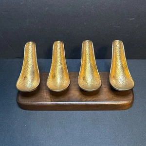 Supporto portapipa da fumo vintage ottone su legno di noce 4 bello! - Foto 1 di 5