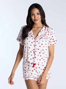 Boux Avenue Pyjama Set Women's Soft Heart Print Modal Top and Shorts Nightwear - Picture 1 of 10