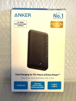 Anker - Fast Charging Power Bank (20000mAh, 20W, 1-Port) - Black  NEW!! - Image 1 of 4