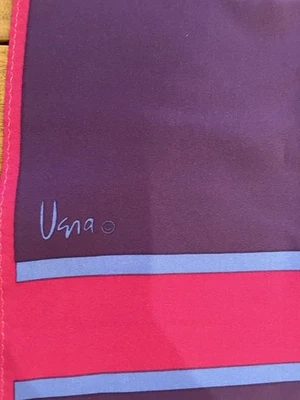 Vintage Signed Vera Neumann Colorful Purple & Pink Color Block 100% Silk Scarf - Image 1 of 4
