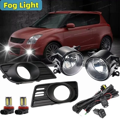  LED Fog Lights Driving lamps Bumper Bezels Wring Kit For Suzuki Swift 2007-2010 - image 1 of 4