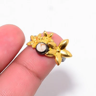 Anillo de plata de ley 925 enchapado en oro y negro turquesa blanco cobre S.6 R87429 Foto 1 de 4