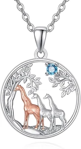 Giraffe Family Necklace 925 Sterling Silver Pendant Mothers Day Gifts for Women - Picture 1 of 6