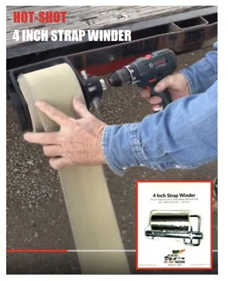 Professional Trucker Cargo Strap Winder Roller 3" 4" Drill or Impact Driven - Image 1 of 4