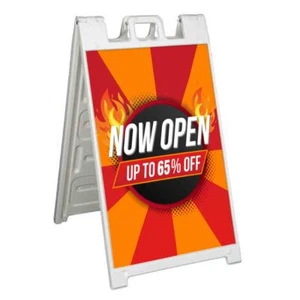 NOW OPEN UP TO 65% OFF Signicade 24x36 Aframe Sidewalk Sign Banner Decal SALE - Picture 1 of 9