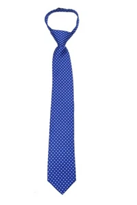 Boy's 14 Inch Royal Blue and White Dot Pretied Zipper Necktie - NWT - Picture 1 of 2